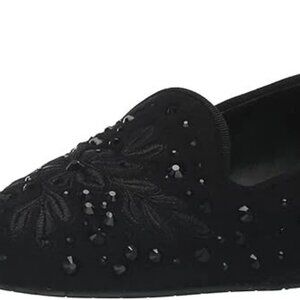 Donald Pliner Women’s 8.5 Black Reena‎ Embellished Embroidered Loafers Designer